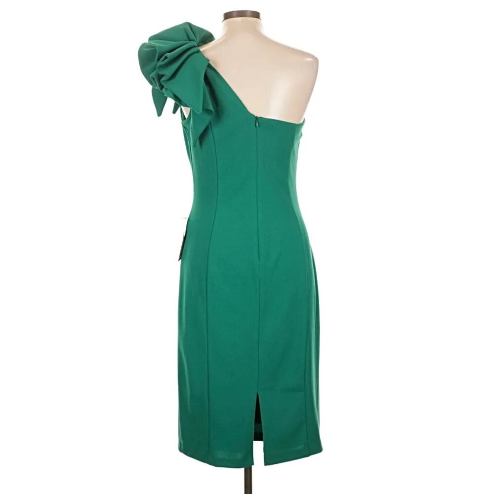 $219 Betsy & Adam Emerald Green One-Shoulder Cocktail Dress 8 / M NWT - Picture 2 of 3